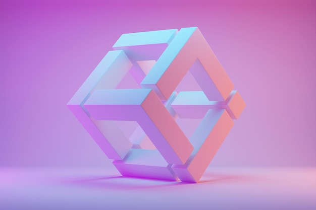 3d illustration of colorful cube on monocrome background pattern Geometry background