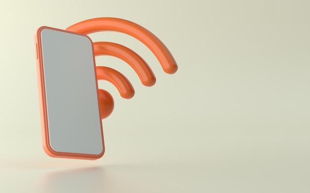3D Illustration of phone with signal icon