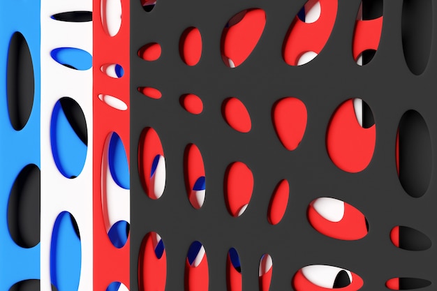 3d illustration of  red , blue  and  black geometric pattern from a pattern decorative print 