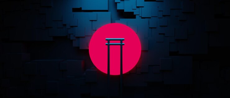 Photo 3d illustration rendering of technology futuristic cyberpunk display gaming scifi stage pedestal