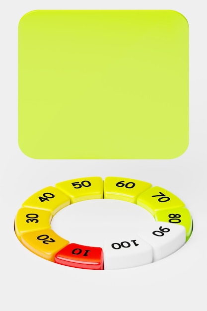 3d illustration round control panel icon high risk concept on spedometer credit rating scale