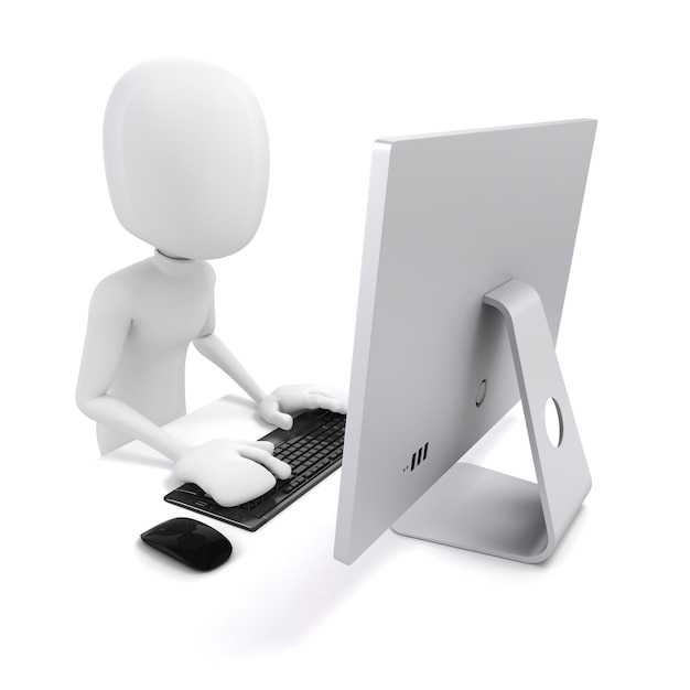 3d man working on computer