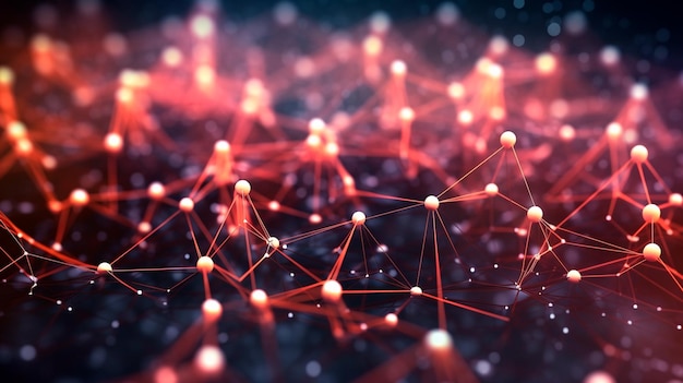 3D network connections with plexus design background Generative AI