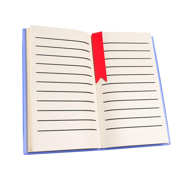 3d open book isolated on white background 3d render