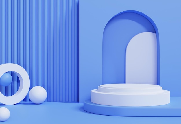 3d podium background for showing product on pedestal with geometry shapes
