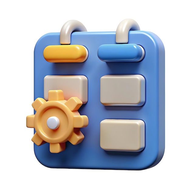 3D project task management icon illustration