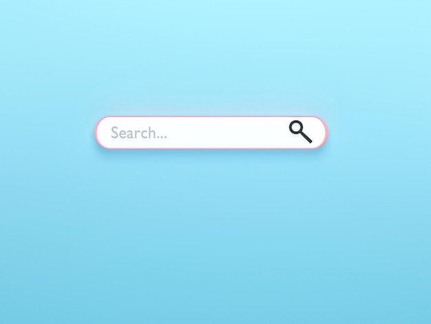 3D render 3D illustration Minimal search bar element with arrow cursor on blue background Searching for website cartoon style concept