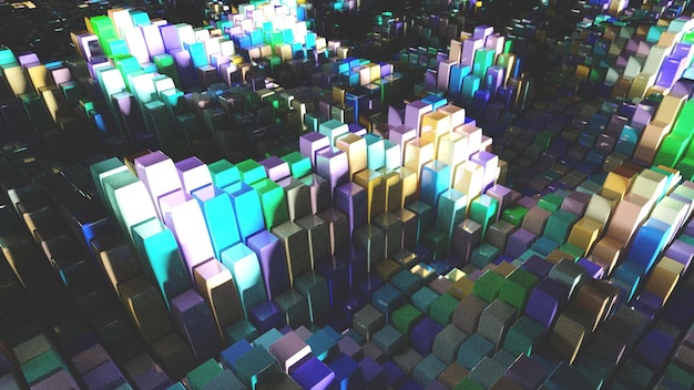 3d render abstract different shapes and colors