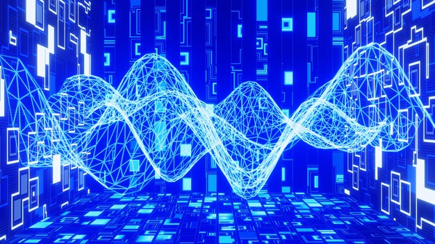 3D Render Abstract technology big data background concept Motion of digital data flow Transferring of big data Transfer and storage of data sets block chain server hispeed internet