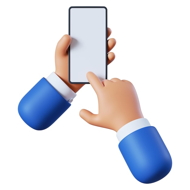 3d render hands hold blank smart phone icon