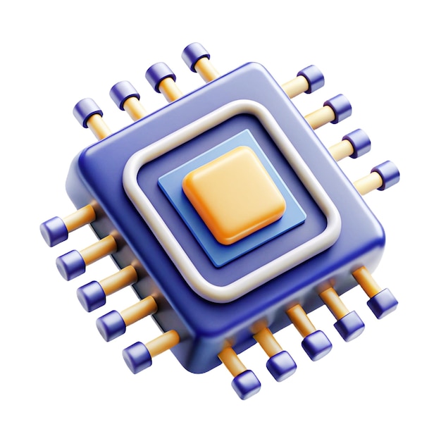 3D Render of a Microchip