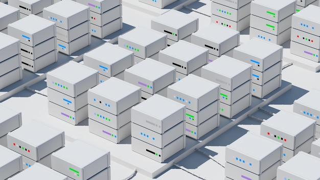 3d render of abstract database. Server stack concept. Data processing center.