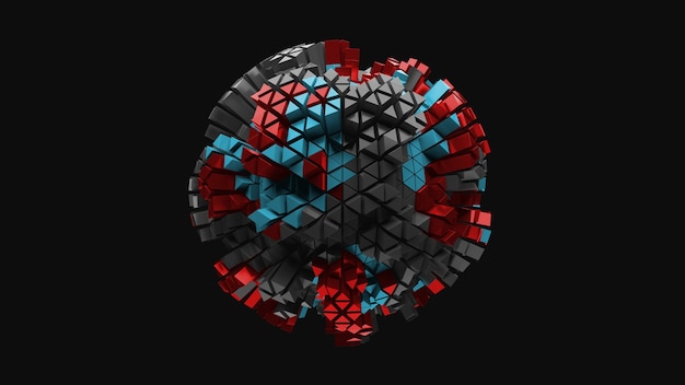 3d render of triangle shapes. Repeatable extrude triangular forms with random height level.