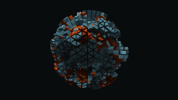3d render of triangle shapes. Repeatable extrude triangular forms with random height level.
