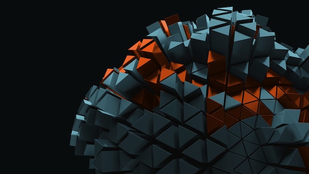 3d render of triangle shapes. repeatable extrude triangular forms with random height level.