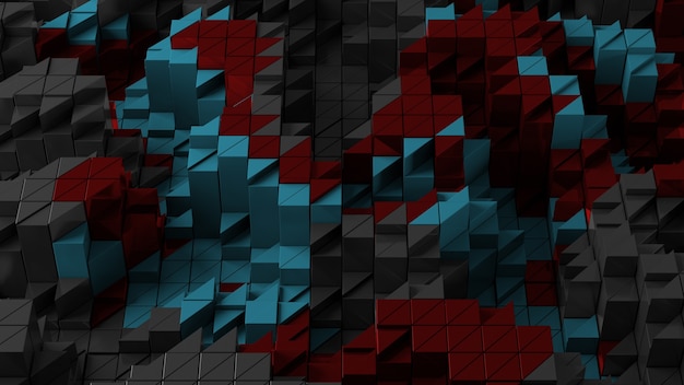 3d render of triangle shapes. Repeatable extrude triangular forms with random height level.