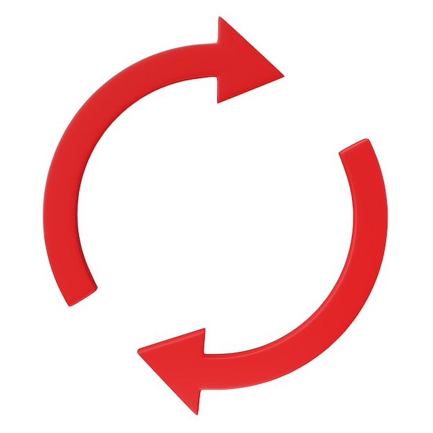 3d render Two arrows icon update symbol refresh icon isolated on transparent background
