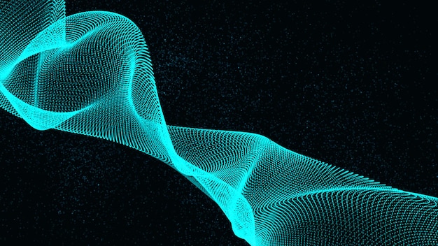 3d rendered abstract mir sky blue wave isolated on black background