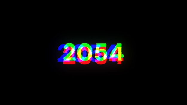 3d rendering 2054 text with screen effects of technological glitches