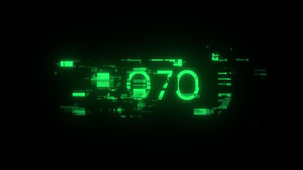 3d rendering 2070 text with screen effects of technological glitches