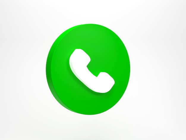 3D rendering 3D illustration Phone call icon isolated on white background Telephone icons in green accept incoming call
