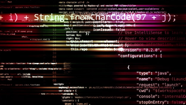 3d rendering abstract blocks of code that are in the virtual space