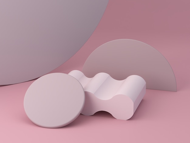 3d rendering, abstract pink background with minimal podium to show a product