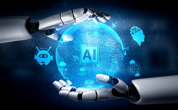 3d rendering artificial intelligence ai research of robot