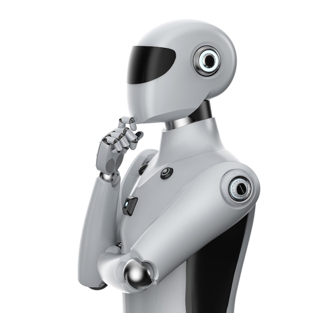 3d rendering artificial intelligence cyborg or robot think isolated on white