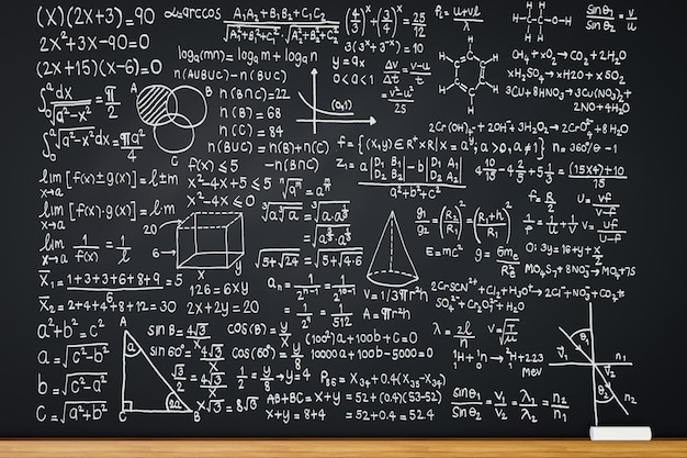3d rendering blackboard with math formula or education background