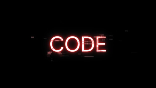 3D rendering code text with screen effects of technological glitches