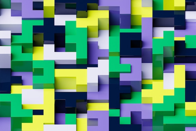3D rendering Colorful geometric pattern Minimalistic pattern of simple shapes Bright creative symmetric texture
