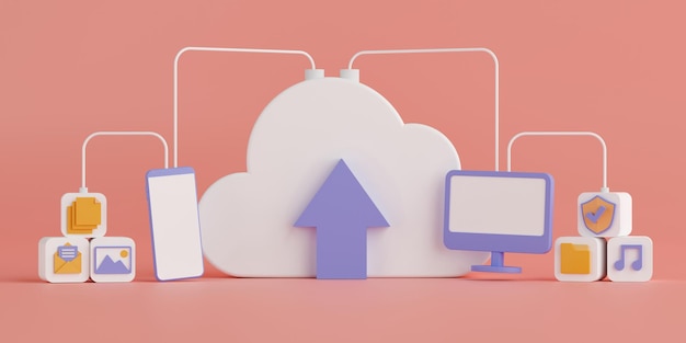 3d rendering concept cloud computing technology banner