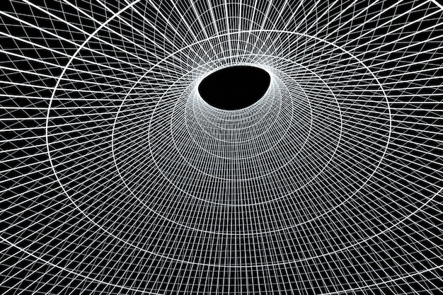 3d rendering curve lines with dark background