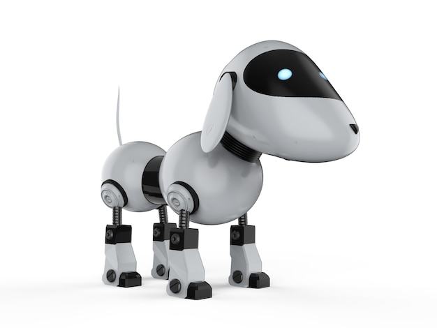 3d rendering dog robot on white background
