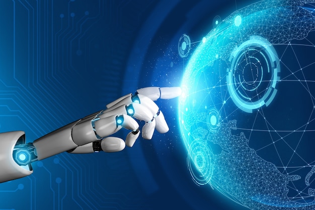 3D Rendering futuristic robot technology development