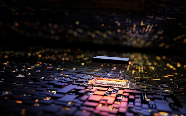 3d rendering microprocessor cpu chipset central processor unit on the illumination circuit