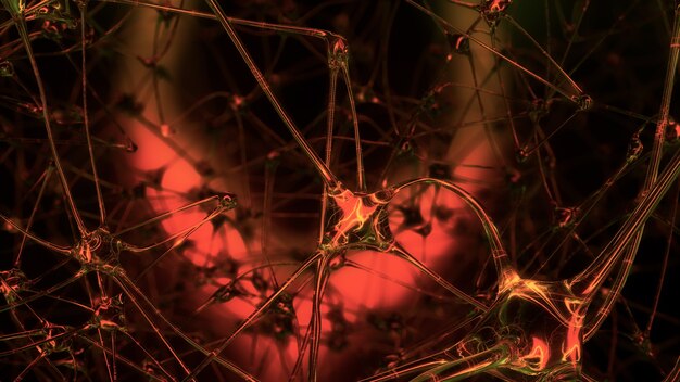 3D rendering of artificial intelligence with artificial neural network and synapses