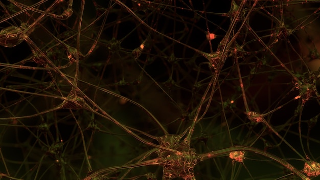 3D rendering of artificial intelligence with artificial neural network and synapses