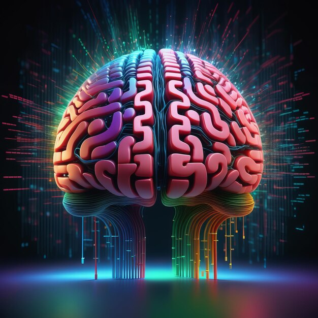 3D rendering of brain with abstract background 3D rendering of brain with abstract background
