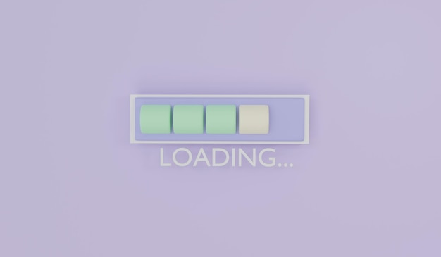 3D Rendering of loading bar icon on background illustration cartoon style