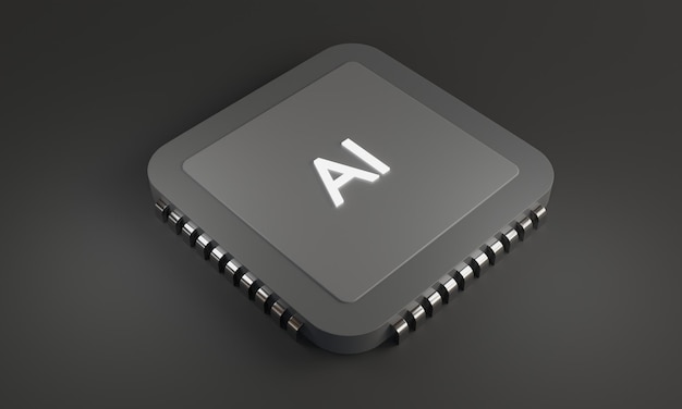 3D Rendering of Silicon semiconductor chip with studio lighting