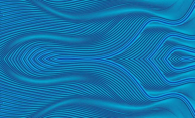 3D rendering of wavy blue abstract lines textured textured poster background