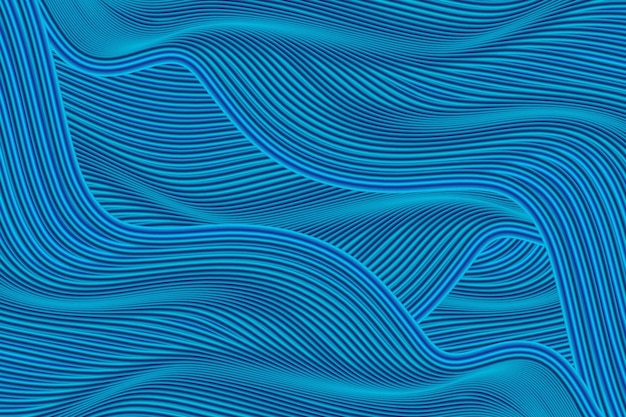 3d rendering of wavy blue abstract lines textured textured poster background