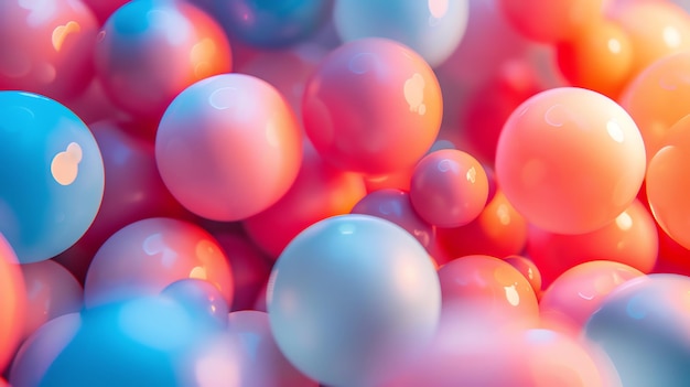 3D rendering Pink and blue glossy spheres Abstract background