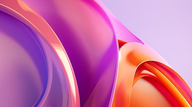 3D rendering Pink purple and orange glossy shapes Modern background design