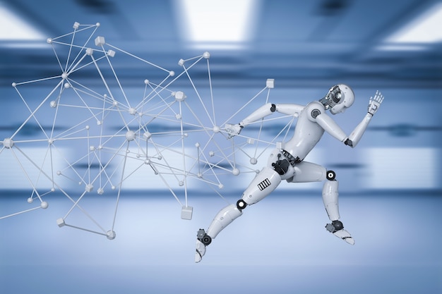 3d rendering robot running with connection structure