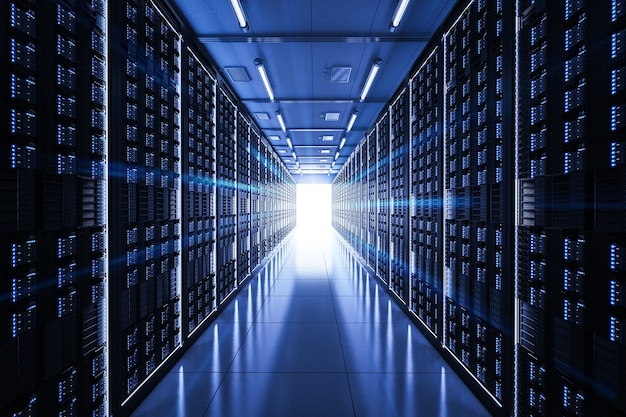 3d rendering server room or data center
