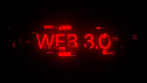 3D rendering WEB 30 text with screen effects of technological glitches