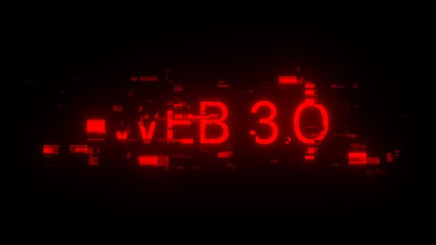 3d rendering web 30 text with screen effects of technological glitches